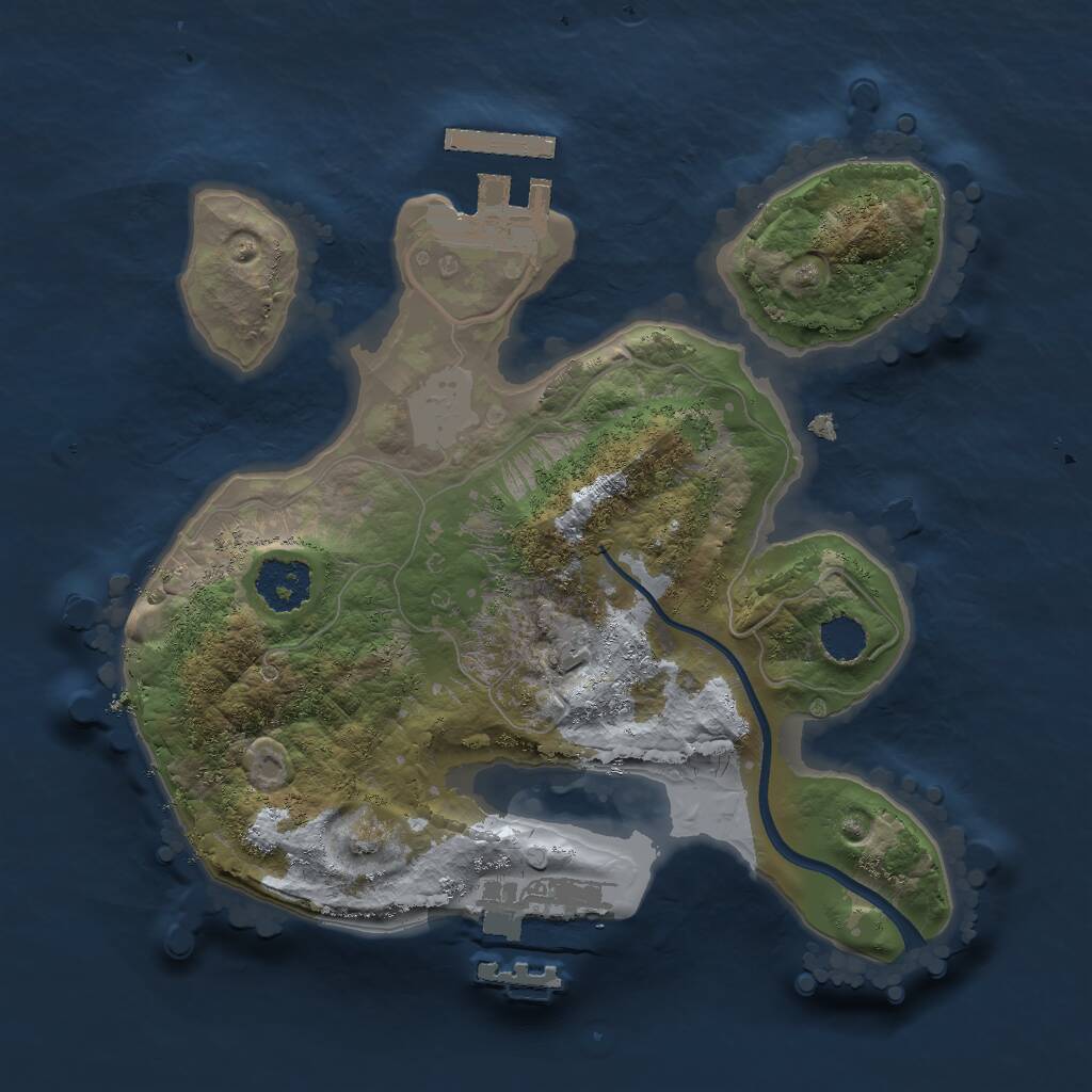 Rust Map: Procedural Map, Size: 2000, Seed: 2438544, 3 Monuments