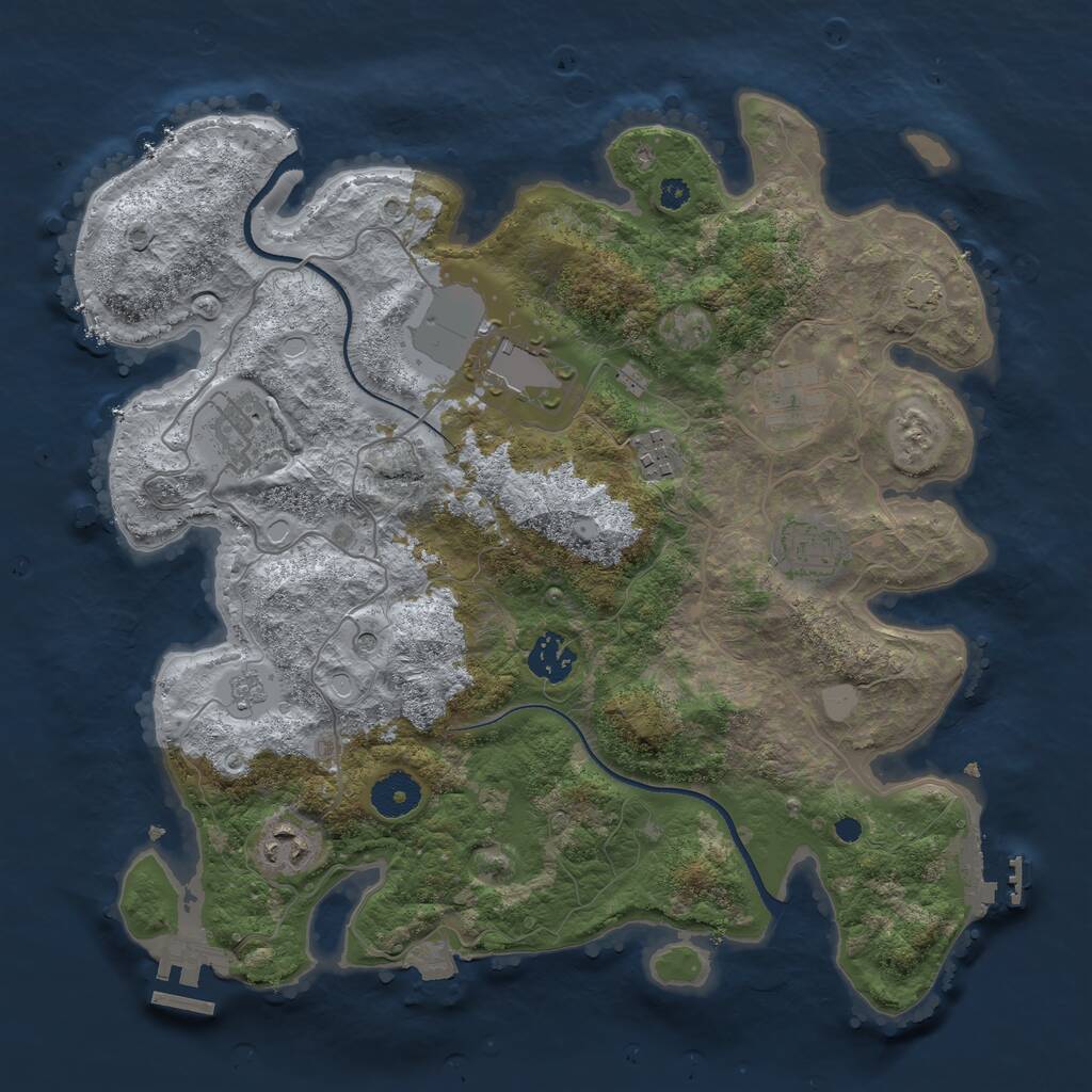Rust Map: Procedural Map, Size: 3500, Seed: 632789839, 13 Monuments