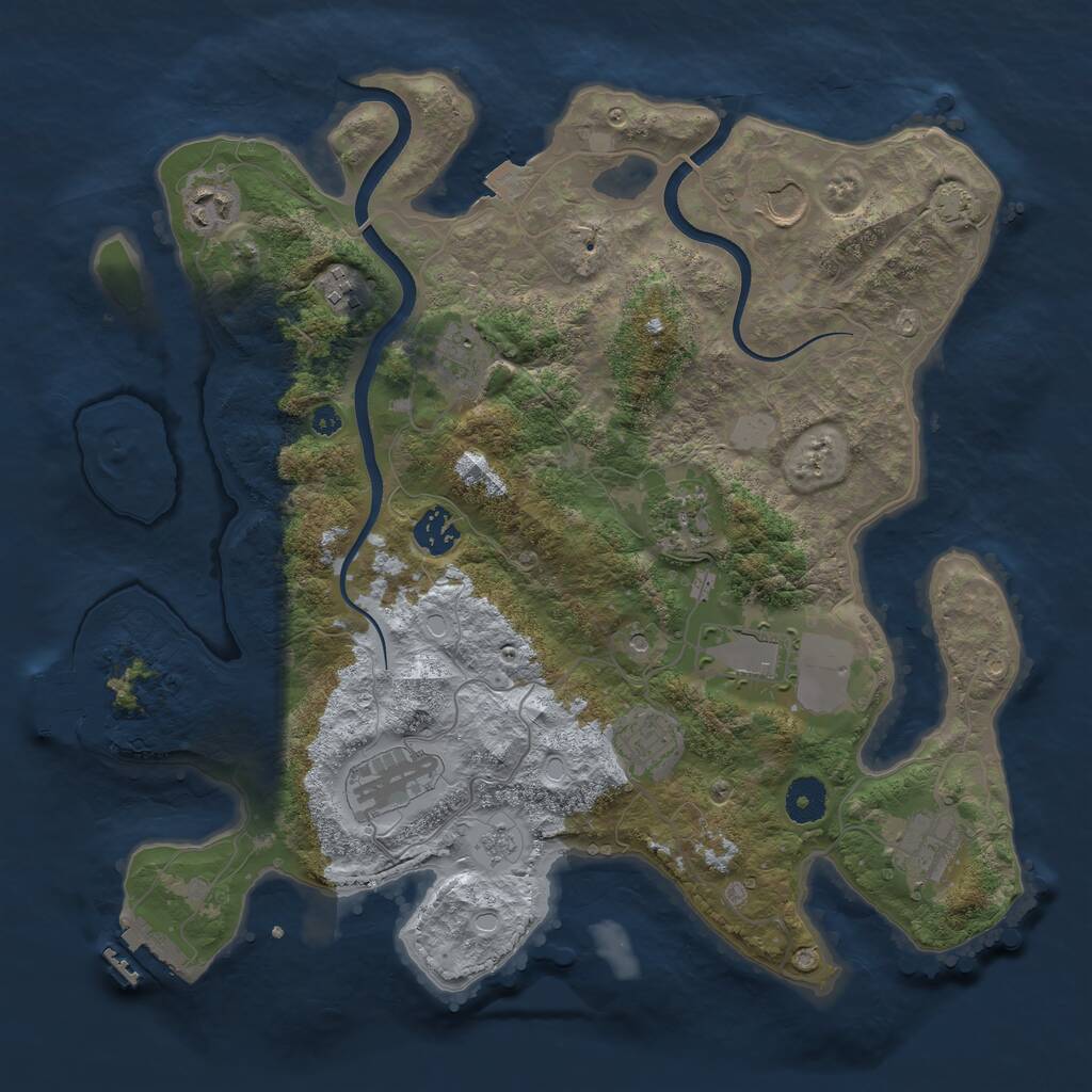 Rust Map: Procedural Map, Size: 3700, Seed: 4443993, 16 Monuments