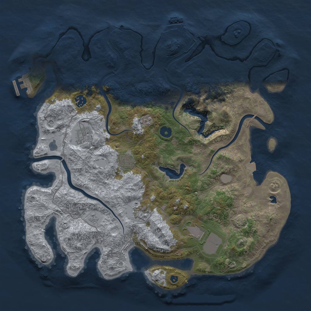 Rust Map: Procedural Map, Size: 4000, Seed: 636738, 12 Monuments