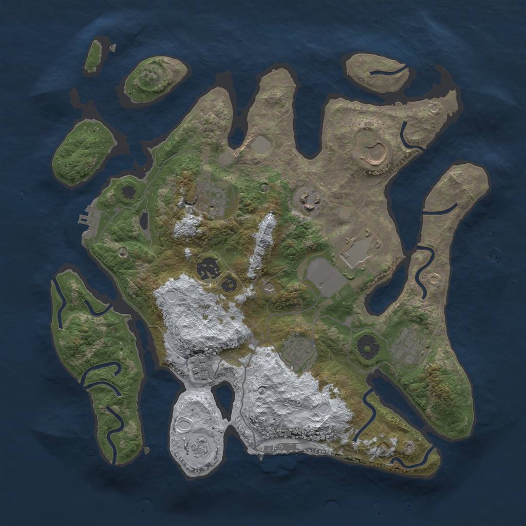 Rust Map: Procedural Map, Size: 3500, Seed: 4996438, 17 Monuments