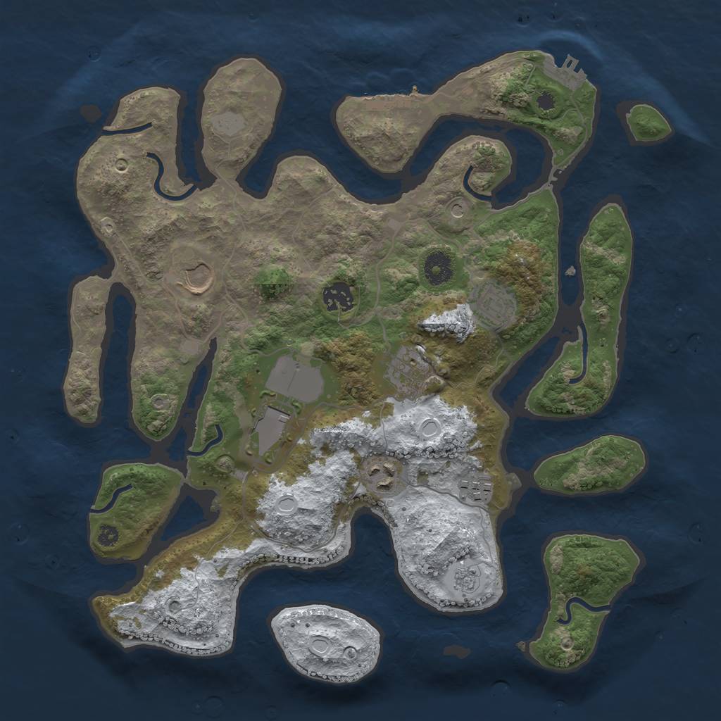 Rust Map: Procedural Map, Size: 3500, Seed: 4478386, 16 Monuments