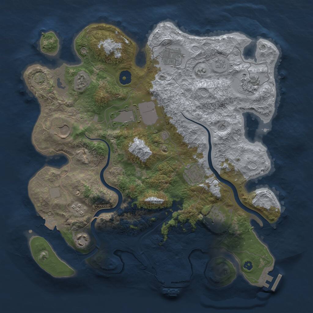 Rust Map: Procedural Map, Size: 3500, Seed: 4993486, 14 Monuments