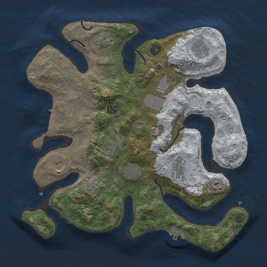 Rust Map: Procedural Map, Size: 3600, Seed: 809601856, 19 Monuments