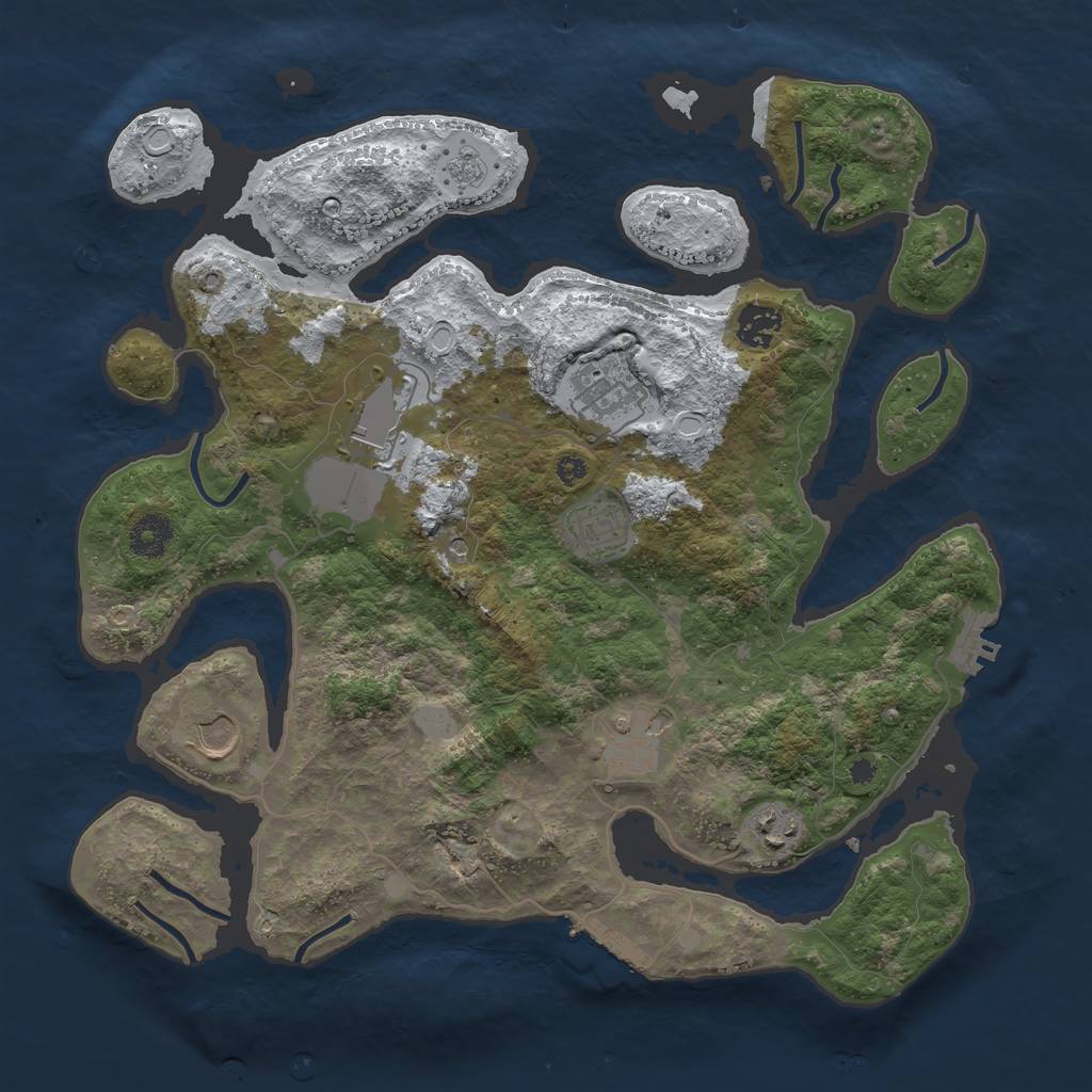 Rust Map: Procedural Map, Size: 3700, Seed: 1733420, 16 Monuments
