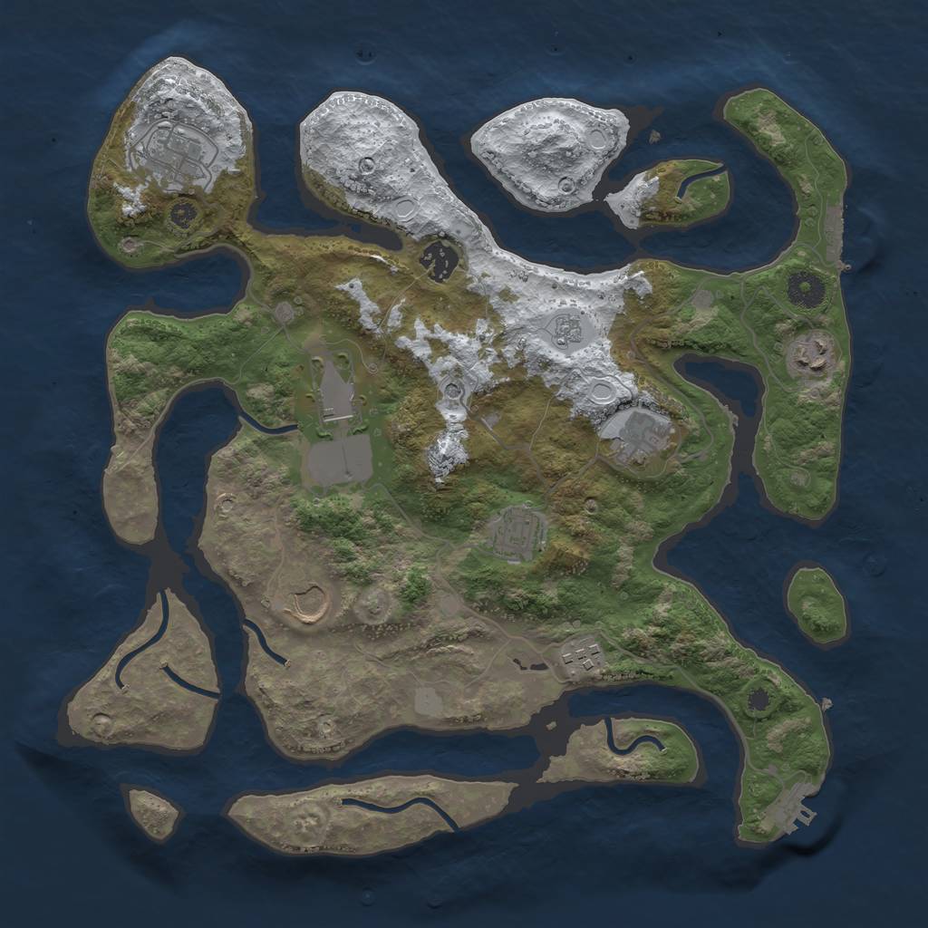 Rust Map: Procedural Map, Size: 3700, Seed: 382962, 17 Monuments