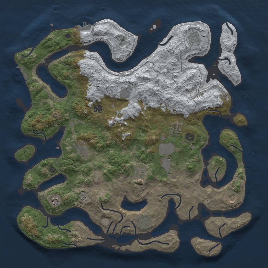 Rust Map: Procedural Map, Size: 4500, Seed: 1702642, 20 Monuments