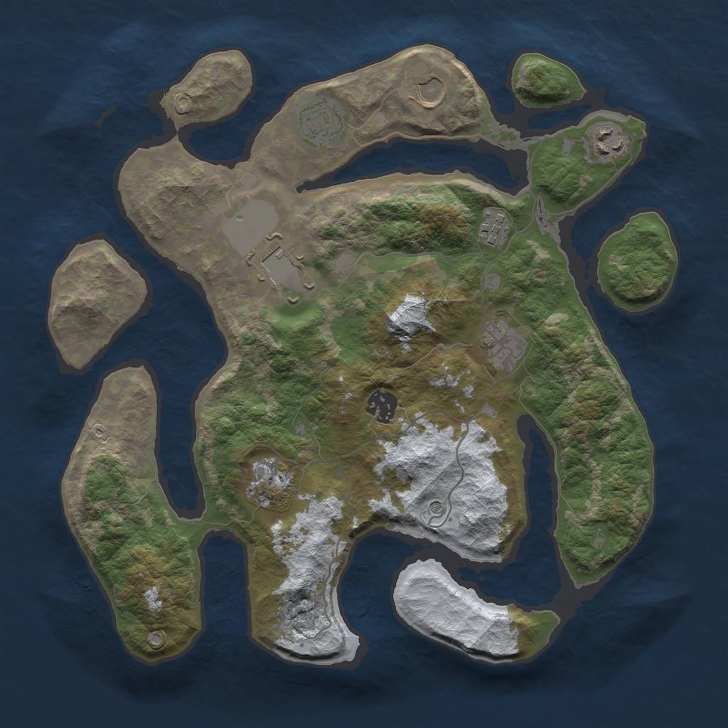 Rust Map: Barren, Size: 3500, Seed: 5834258, 11 Monuments