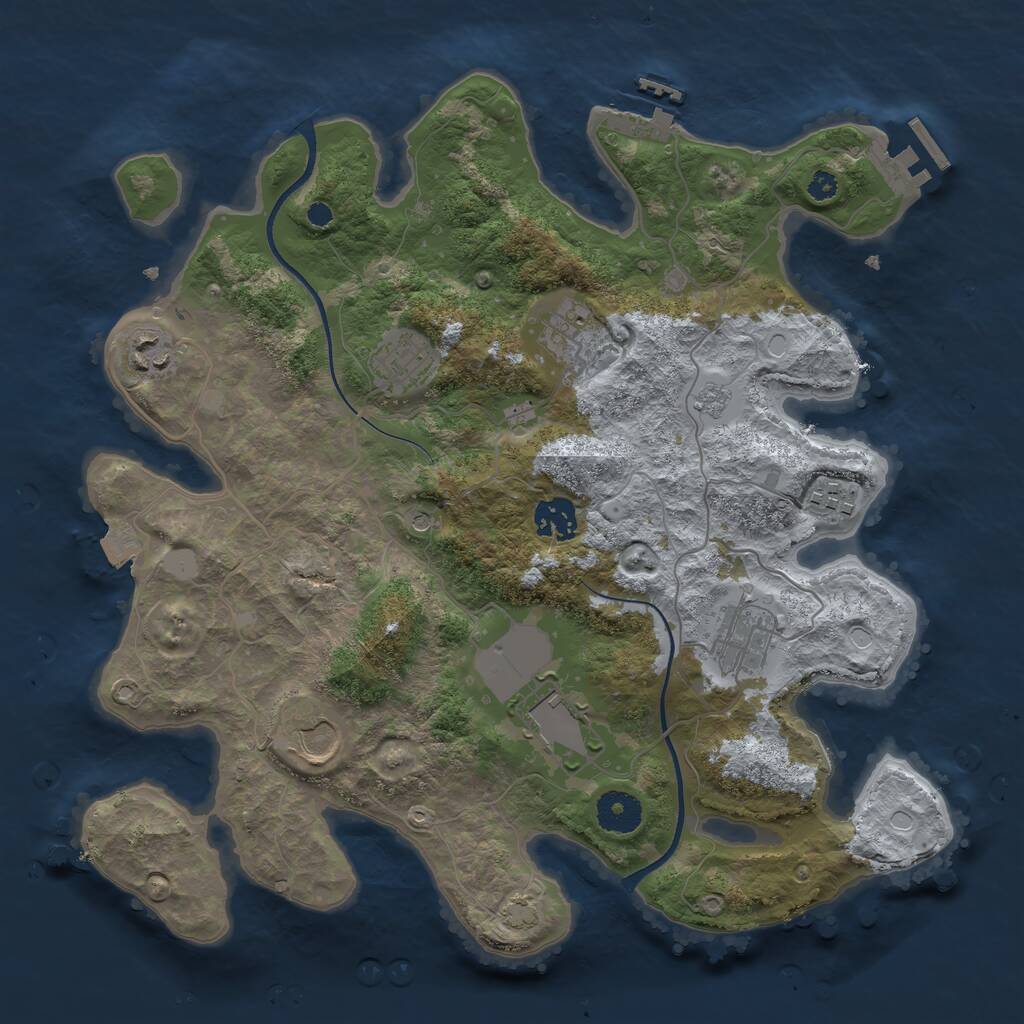 Rust Map: Procedural Map, Size: 3500, Seed: 506381, 14 Monuments