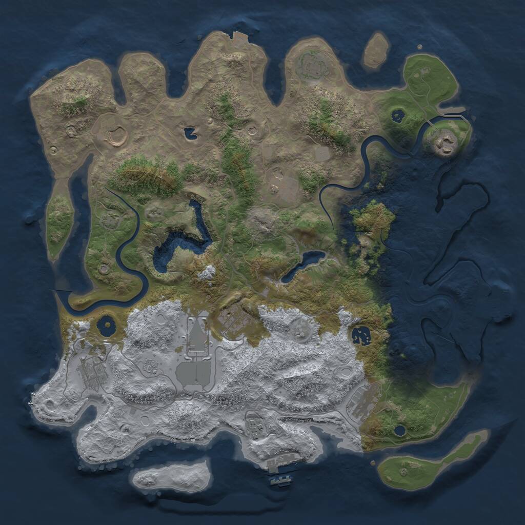 Rust Map: Procedural Map, Size: 4000, Seed: 937493, 16 Monuments