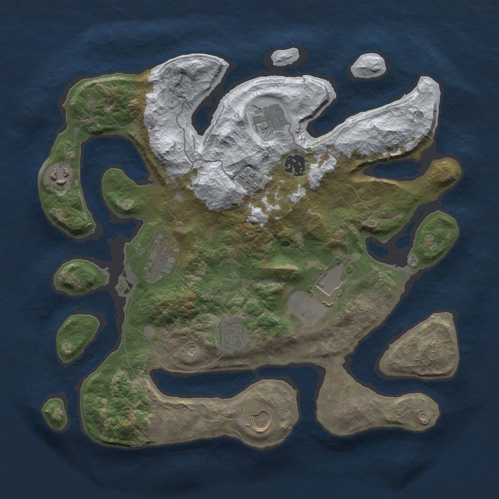 Rust Map: Barren, Size: 3500, Seed: 6175357, 11 Monuments
