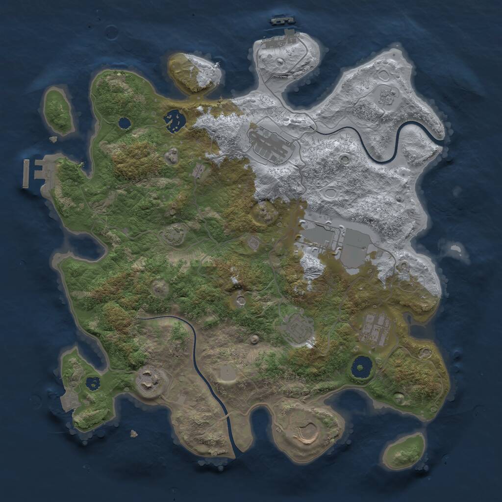 Rust Map: Procedural Map, Size: 3500, Seed: 3678827, 13 Monuments