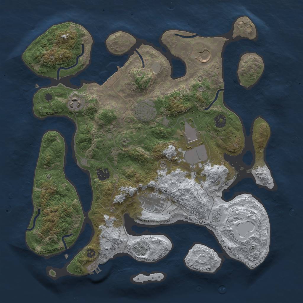 Rust Map: Procedural Map, Size: 3500, Seed: 1861, 16 Monuments