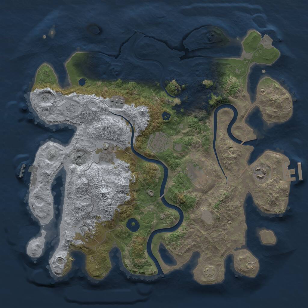 Rust Map: Procedural Map, Size: 3500, Seed: 5892785, 12 Monuments