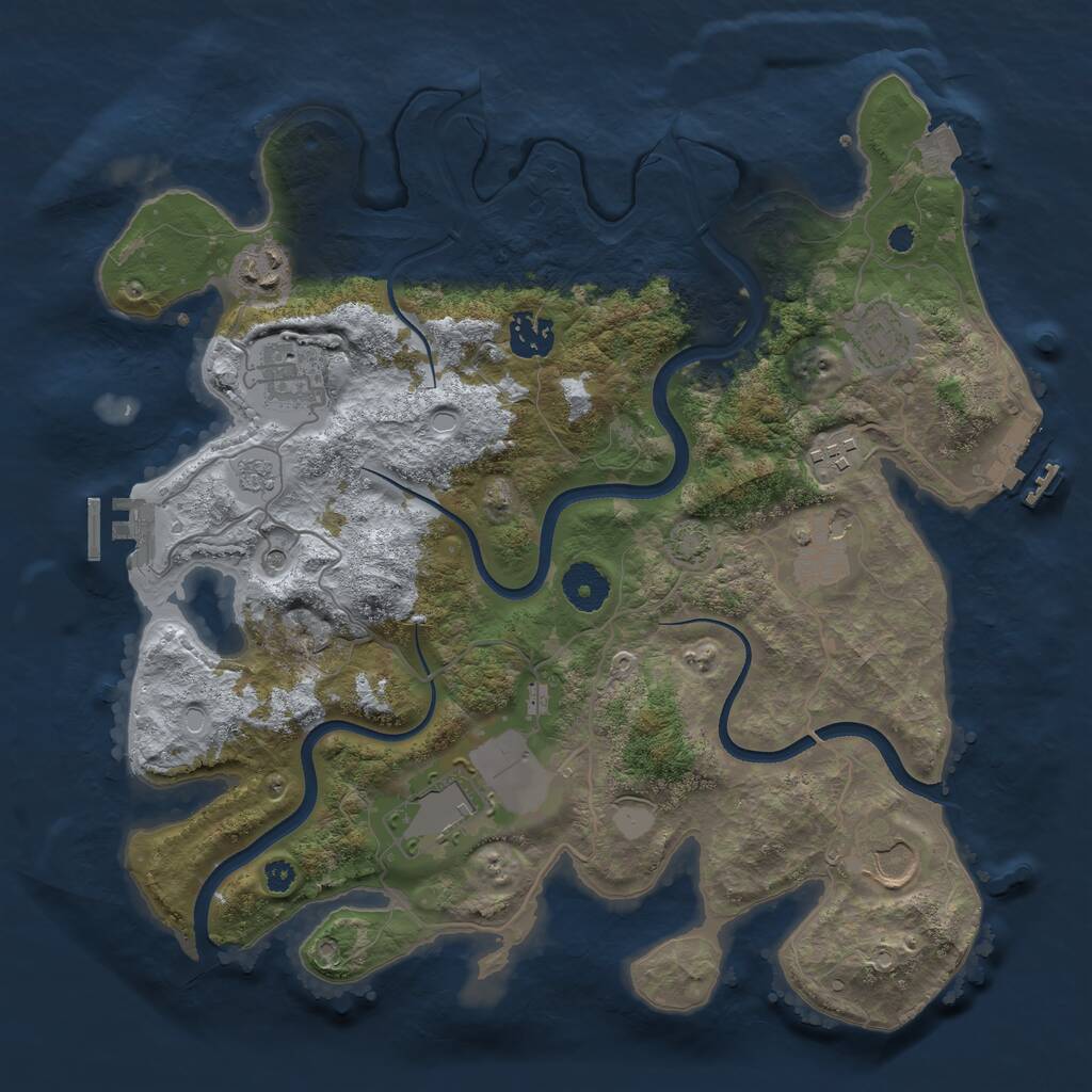 Rust Map: Procedural Map, Size: 3500, Seed: 1288549, 14 Monuments