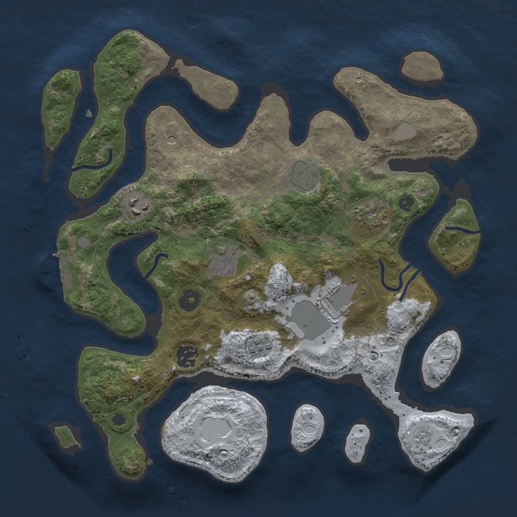Rust Map: Procedural Map, Size: 3500, Seed: 970980, 15 Monuments