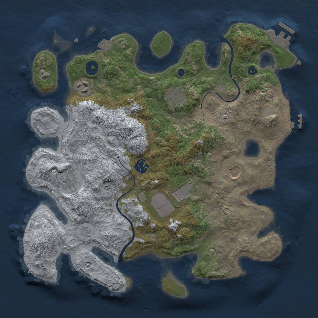 Rust Map: Procedural Map, Size: 3500, Seed: 106016, 13 Monuments
