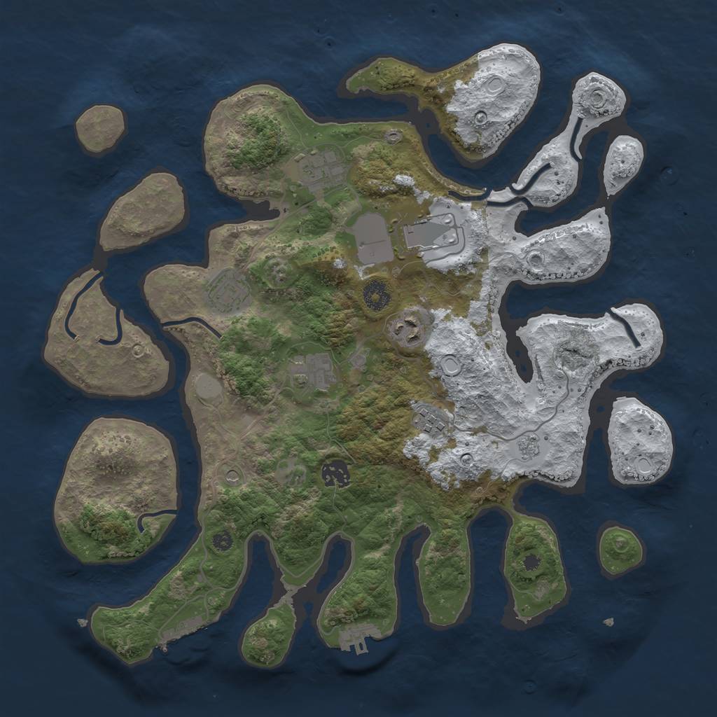 Rust Map: Procedural Map, Size: 3700, Seed: 5722187, 16 Monuments