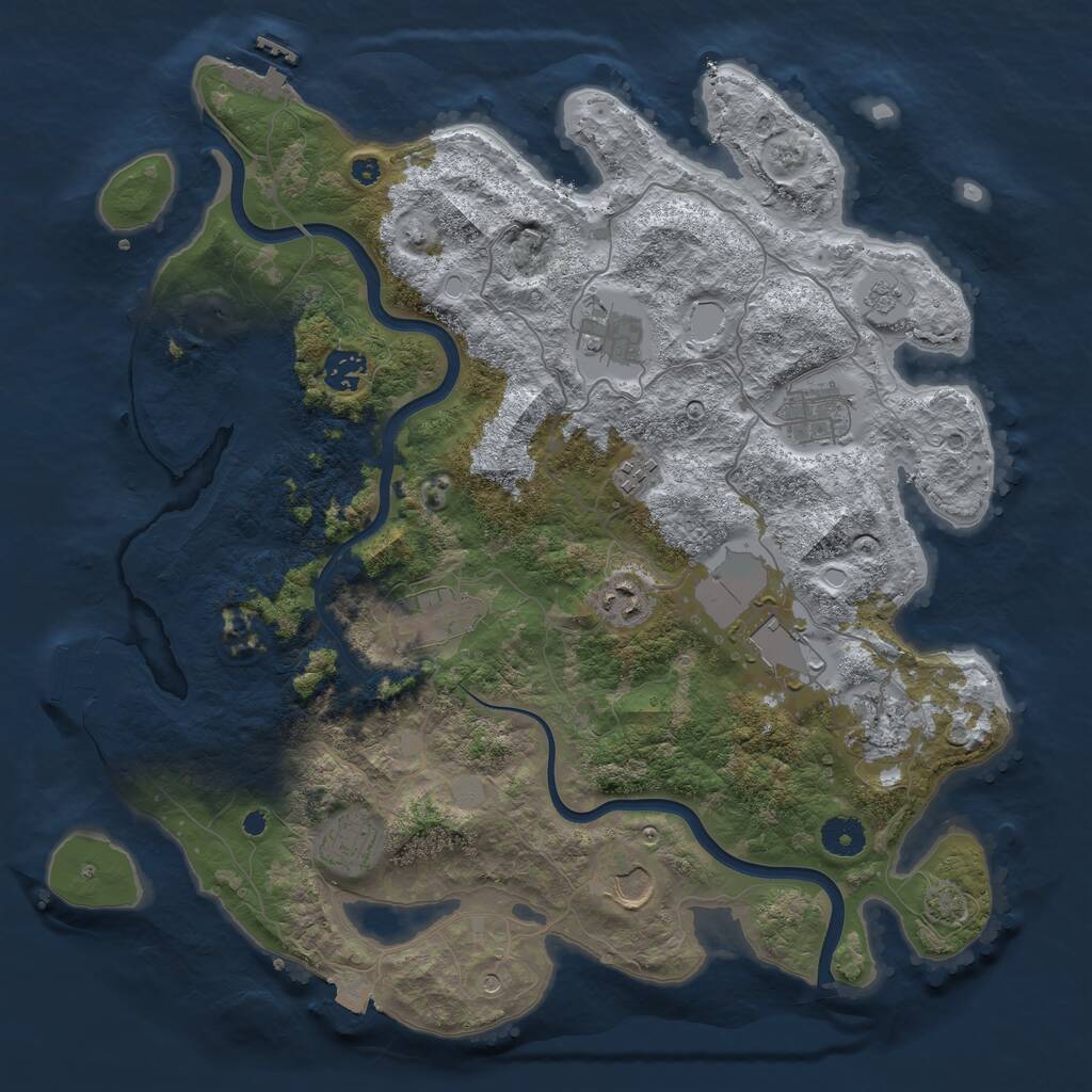 Rust Map: Procedural Map, Size: 3850, Seed: 511245490, 16 Monuments