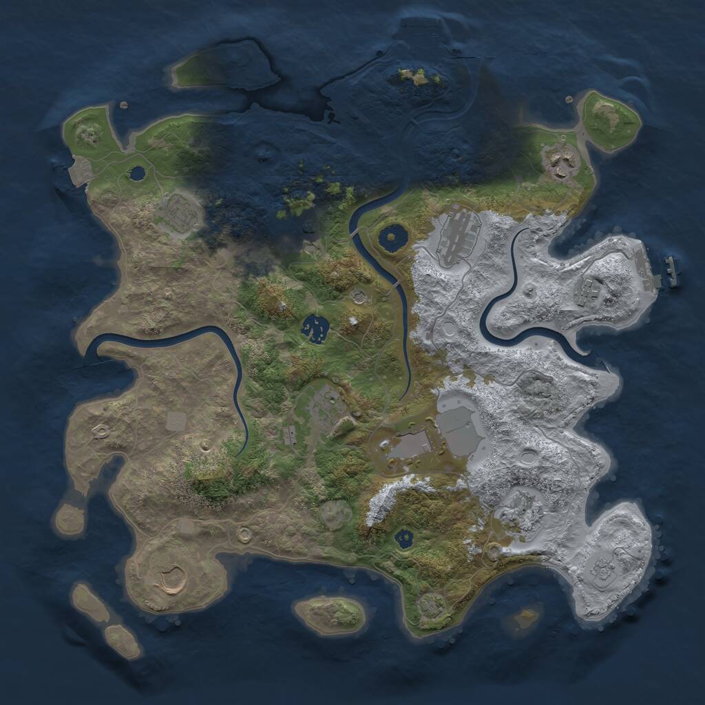 Rust Map: Procedural Map, Size: 3800, Seed: 87300479, 16 Monuments