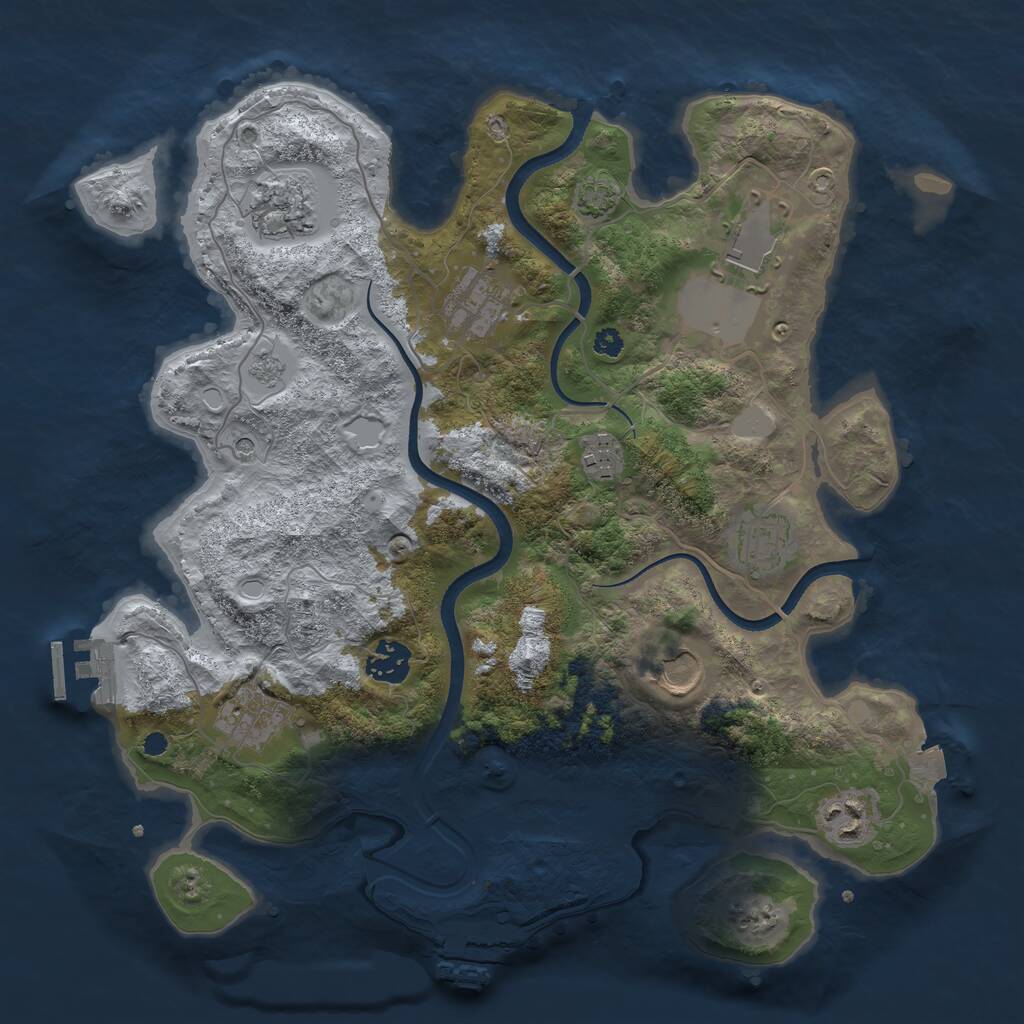 Rust Map: Procedural Map, Size: 3500, Seed: 1278635, 15 Monuments