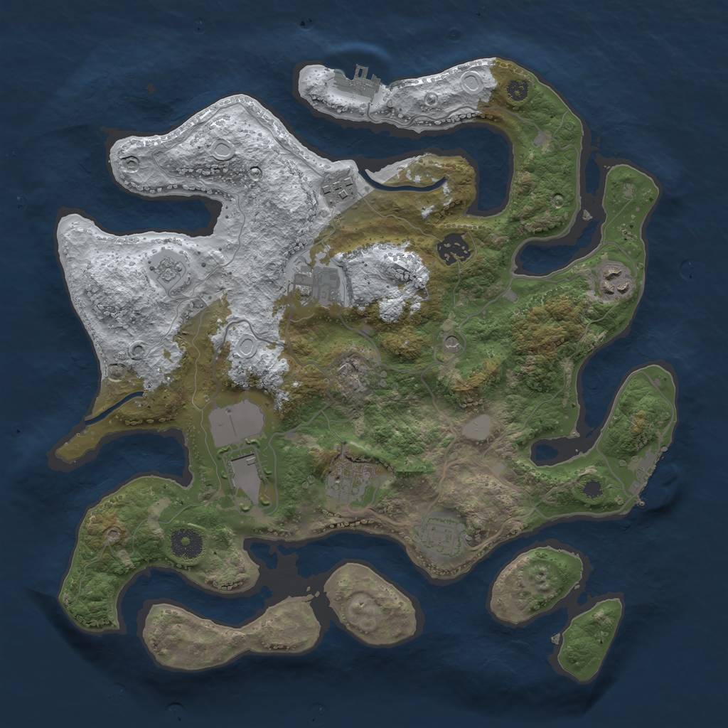 Rust Map: Procedural Map, Size: 3500, Seed: 6250065, 16 Monuments