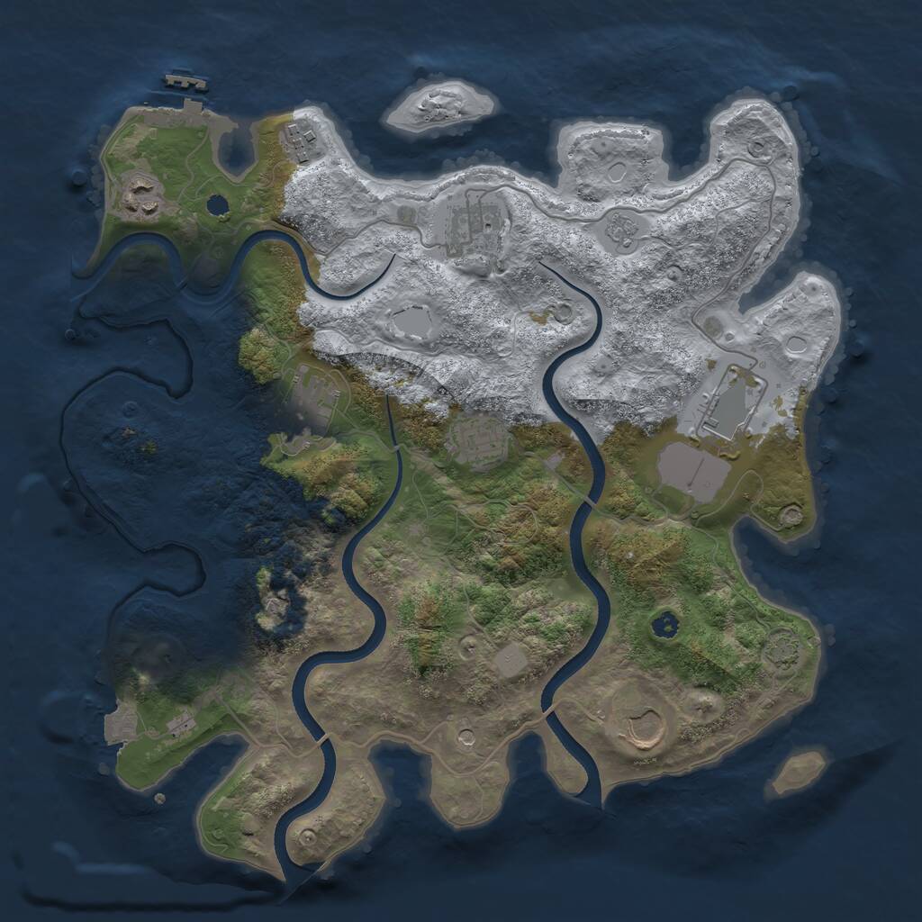 Rust Map: Procedural Map, Size: 3500, Seed: 2353284, 12 Monuments