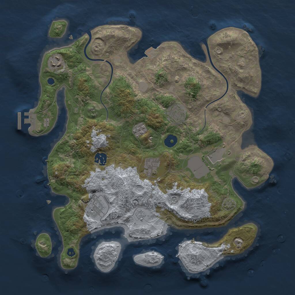 Rust Map: Procedural Map, Size: 3500, Seed: 1686838370, 12 Monuments