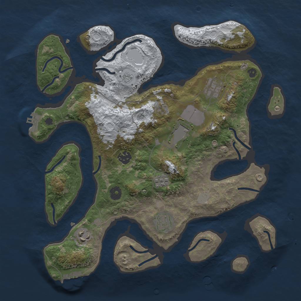 Rust Map: Procedural Map, Size: 3500, Seed: 85374, 15 Monuments