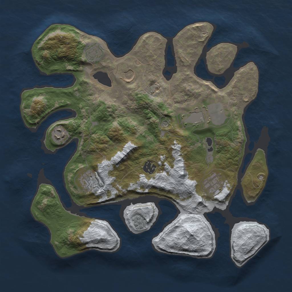 Rust Map: Barren, Size: 3500, Seed: 212910, 11 Monuments