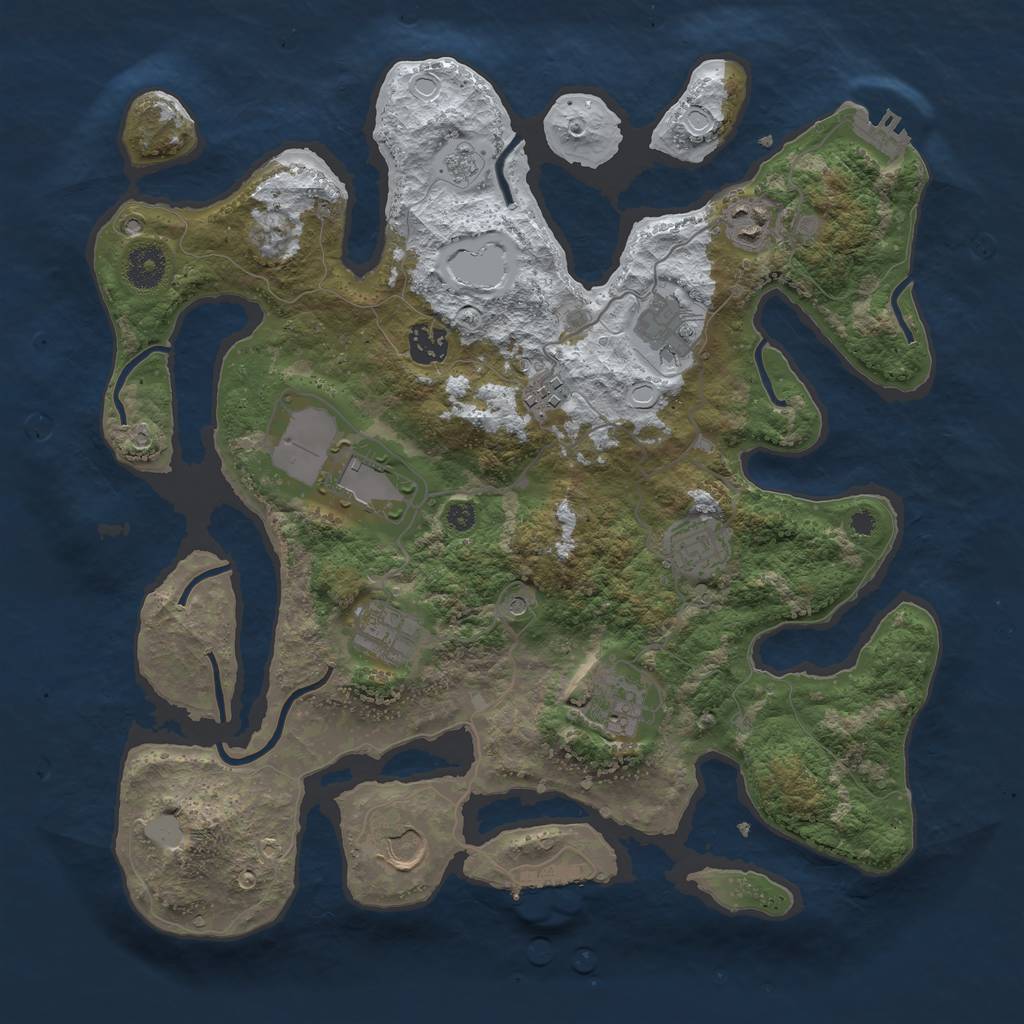 Rust Map: Procedural Map, Size: 3700, Seed: 4786646, 18 Monuments