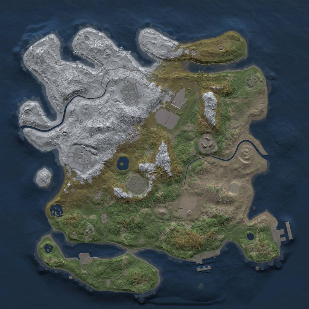 Rust Map: Procedural Map, Size: 3500, Seed: 848548, 14 Monuments