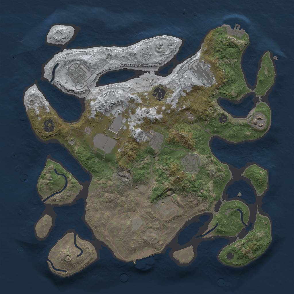 Rust Map: Procedural Map, Size: 3500, Seed: 1453947, 17 Monuments