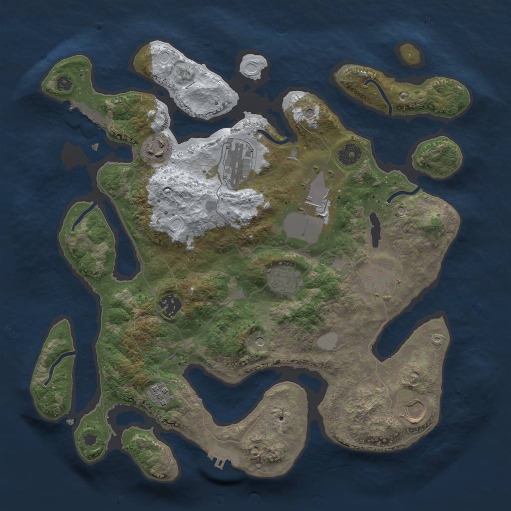 Rust Map: Procedural Map, Size: 3500, Seed: 5204964, 16 Monuments