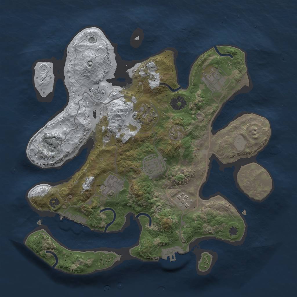 Rust Map: Procedural Map, Size: 3000, Seed: 1164177304, 14 Monuments