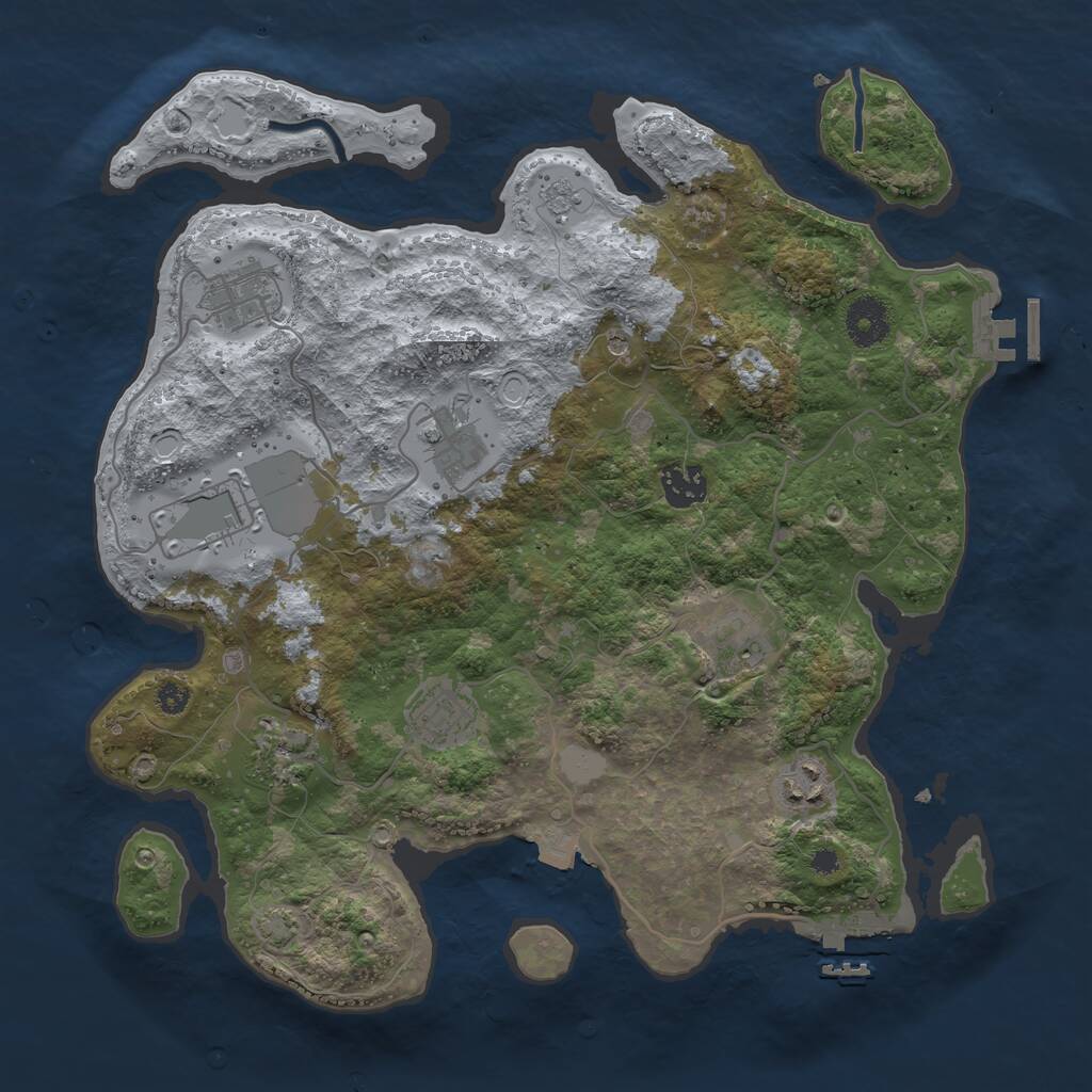 Rust Map: Procedural Map, Size: 3500, Seed: 5271951, 14 Monuments
