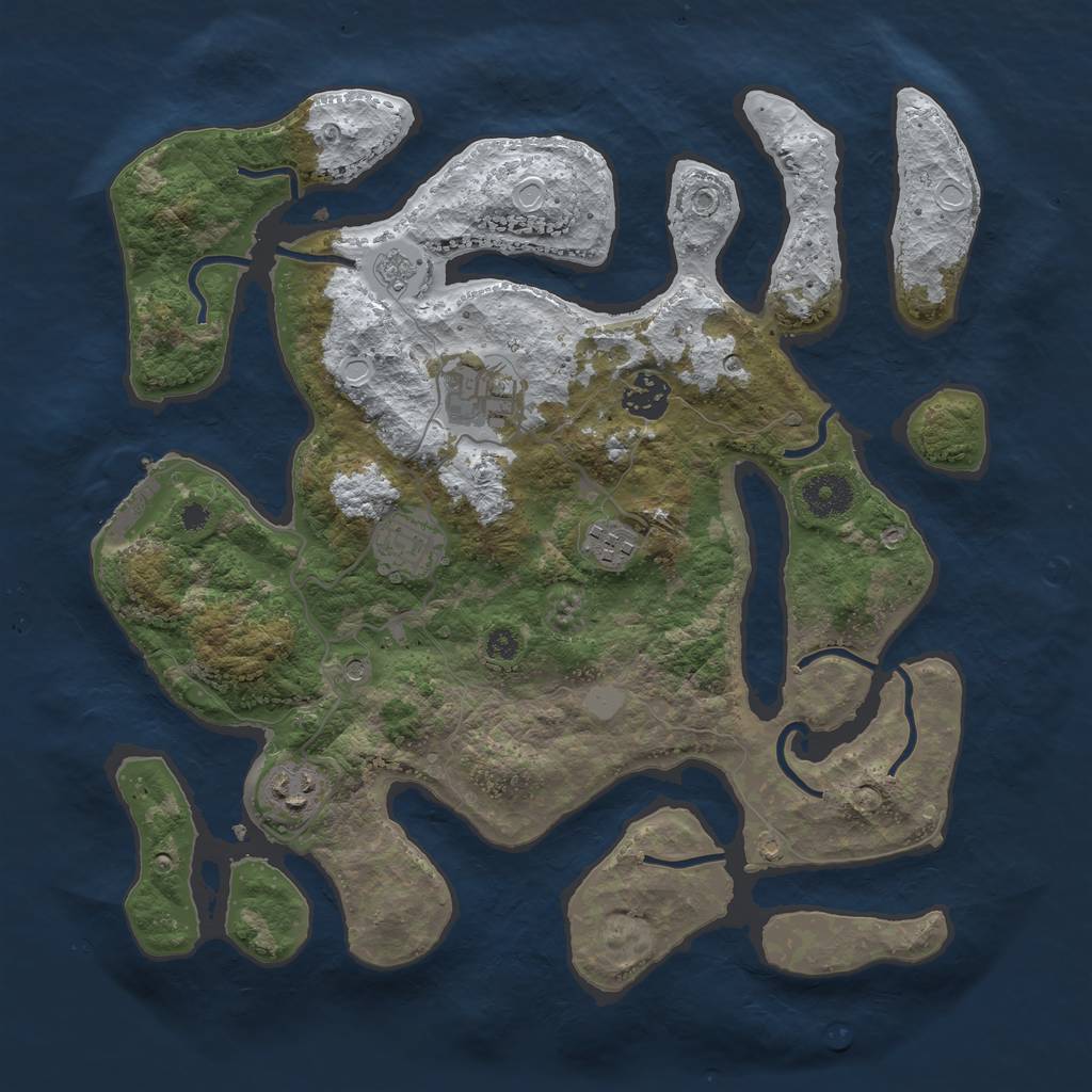 Rust Map: Procedural Map, Size: 3500, Seed: 1549774, 13 Monuments