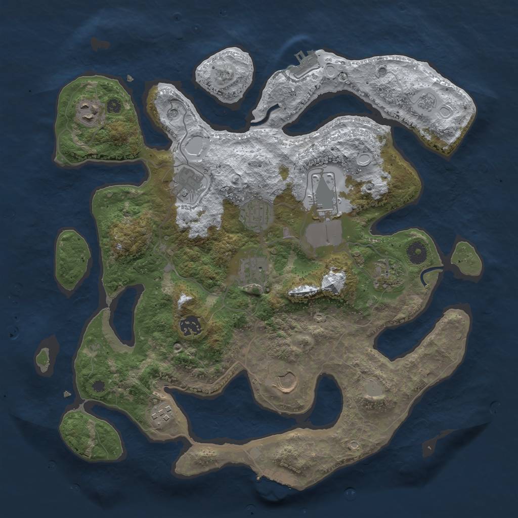 Rust Map: Procedural Map, Size: 3700, Seed: 5207507, 18 Monuments