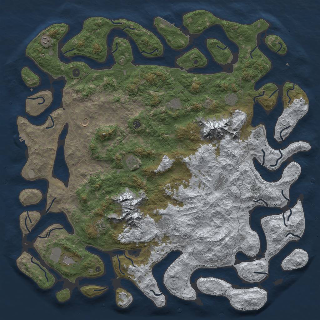 Rust Map: Procedural Map, Size: 6000, Seed: 1555, 20 Monuments