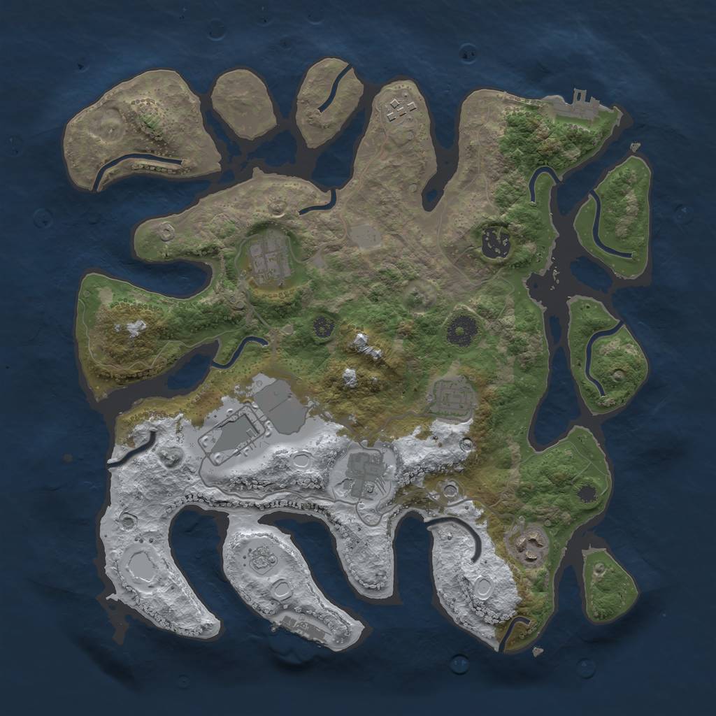 Rust Map: Procedural Map, Size: 3500, Seed: 621476746, 16 Monuments