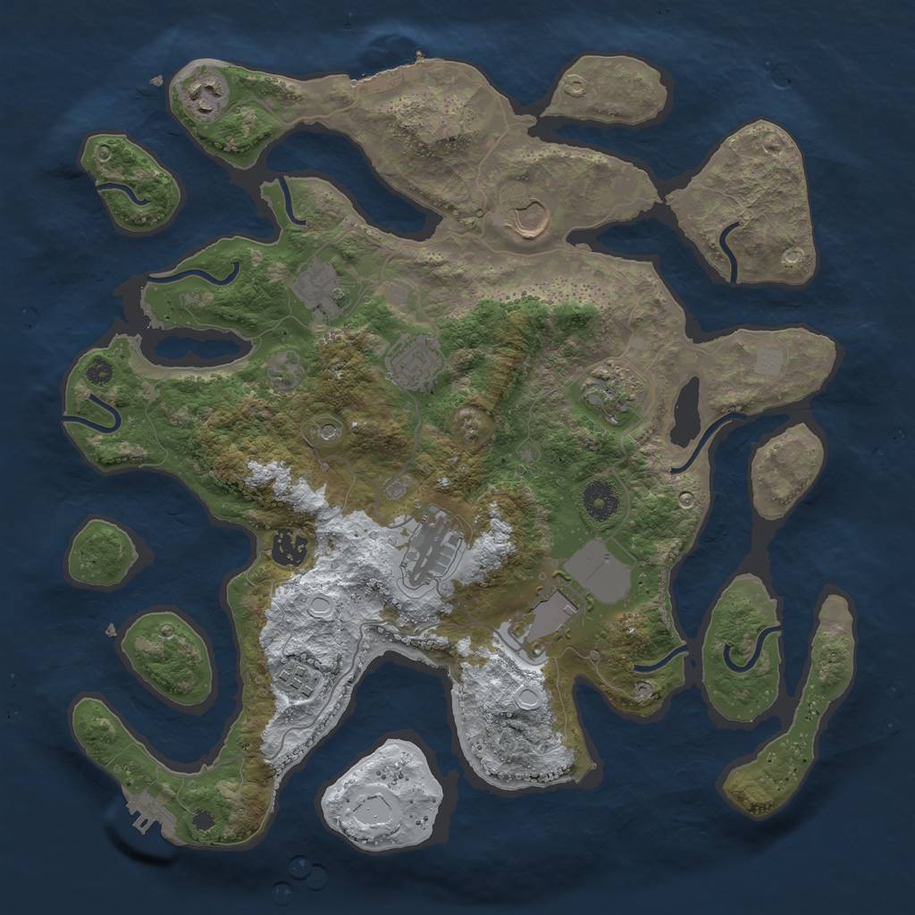 Rust Map: Procedural Map, Size: 3700, Seed: 5039597, 17 Monuments