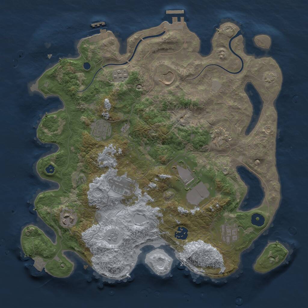 Rust Map: Procedural Map, Size: 3500, Seed: 121436148, 14 Monuments