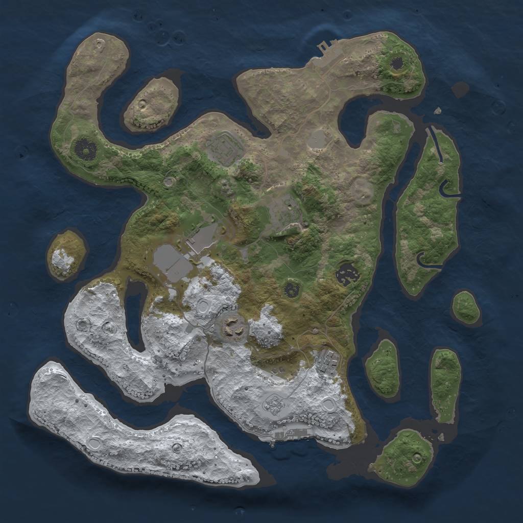 Rust Map: Procedural Map, Size: 3500, Seed: 2389487, 14 Monuments