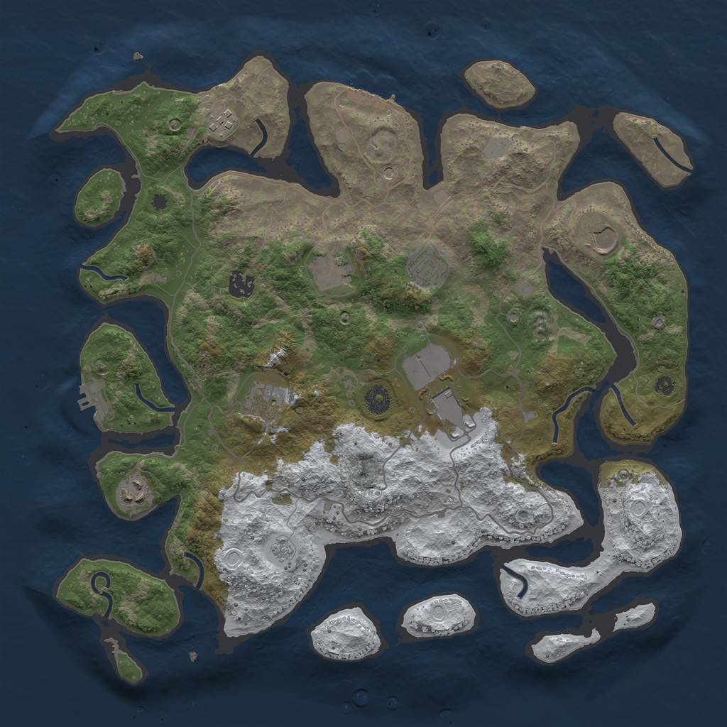 Rust Map: Procedural Map, Size: 4000, Seed: 987645476, 17 Monuments