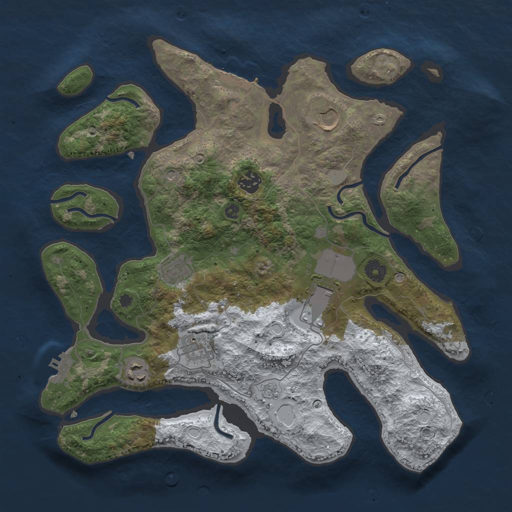 Rust Map: Procedural Map, Size: 3500, Seed: 3293491, 15 Monuments