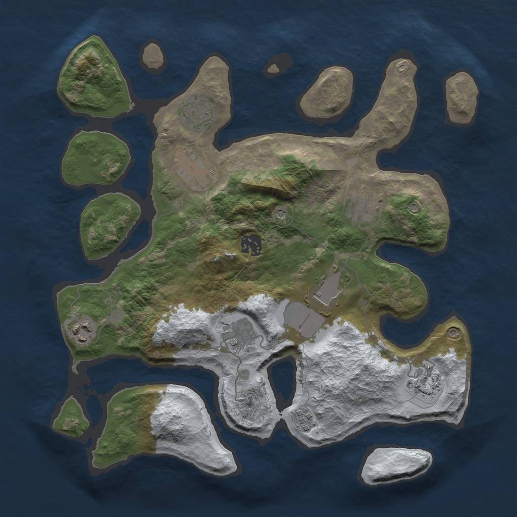 Rust Map: Barren, Size: 3500, Seed: 3094999, 12 Monuments