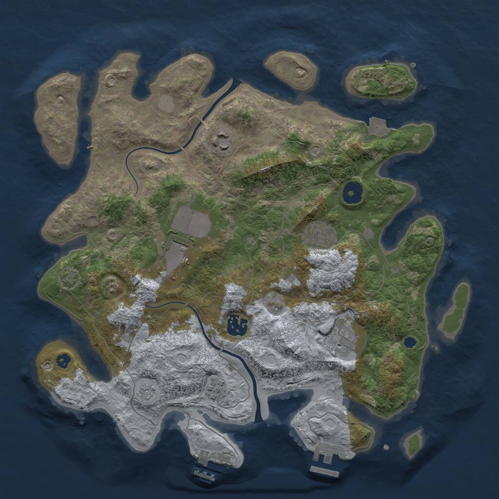 Rust Map: Procedural Map, Size: 3500, Seed: 4302279, 12 Monuments