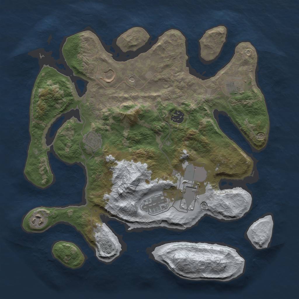 Rust Map: Barren, Size: 3500, Seed: 5472465, 11 Monuments