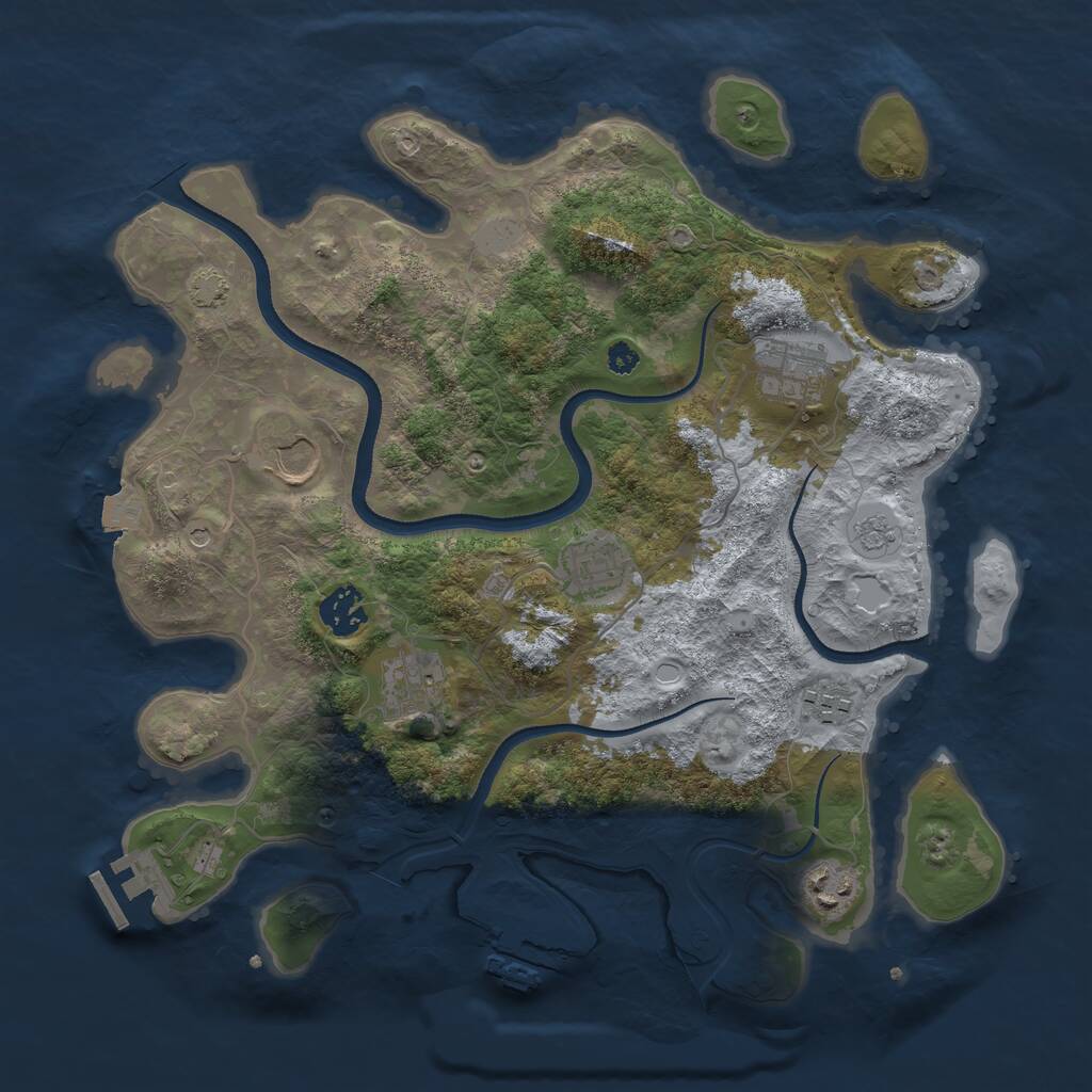 Rust Map: Procedural Map, Size: 3500, Seed: 3128752, 13 Monuments