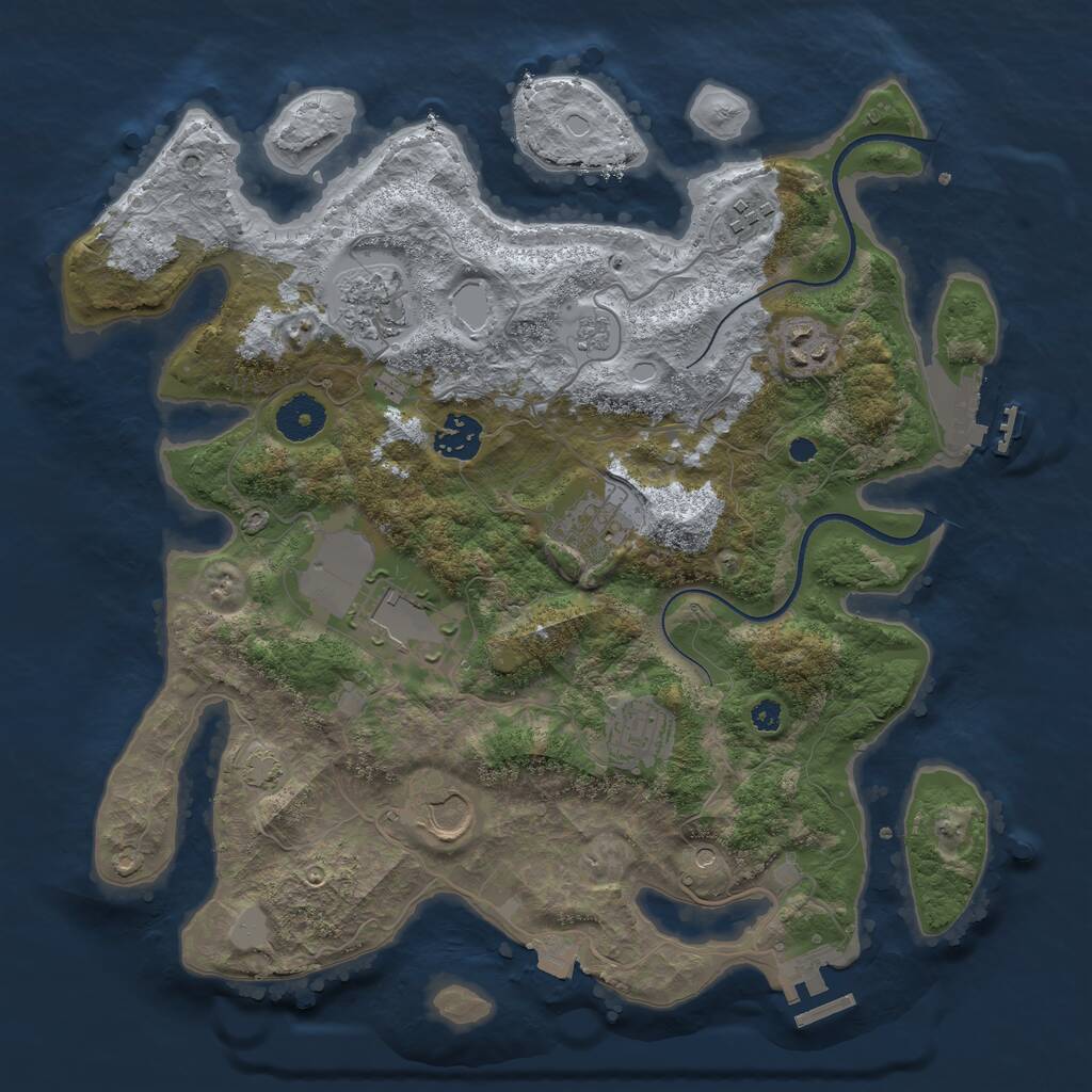 Rust Map: Procedural Map, Size: 3500, Seed: 5894836, 14 Monuments